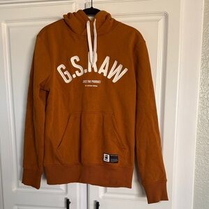 G-Star Raw Men's Rust Orange Hoodie with White Logo